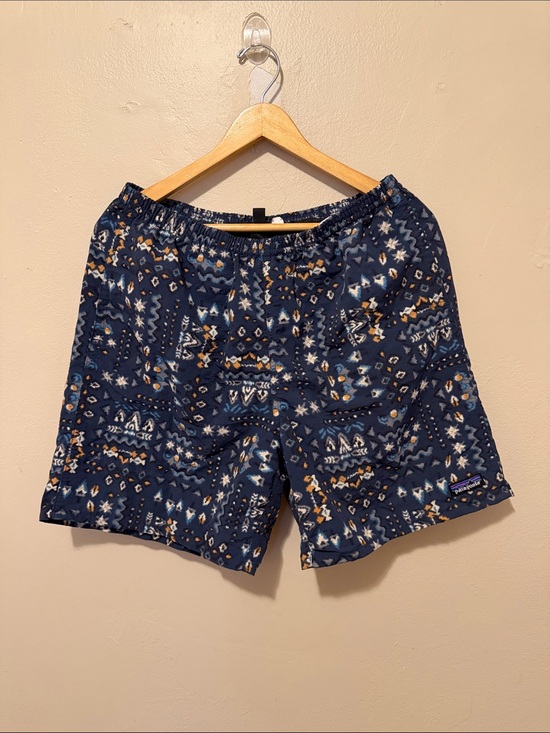 Patagonia Other - Patagonia Navy Aztec-Pattern Men's Shorts with White and Gold Accents